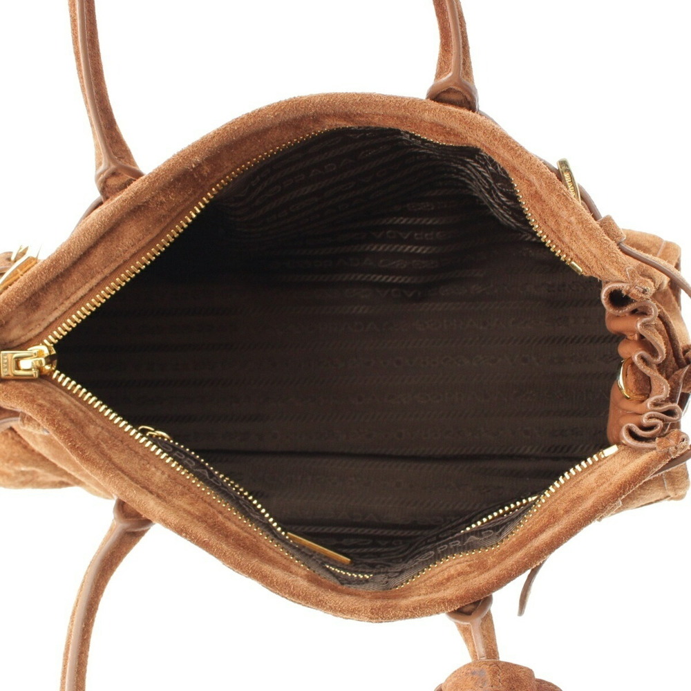 Prada Bonnie Suede Handbag Brown - Picture 7 of 10
